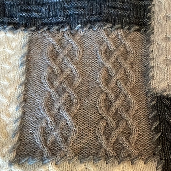 ROBERT SCOTT LTD ~ Gray- cream -button down sweater Mohair & ACRYLIC hand knit - Picture 8 of 10